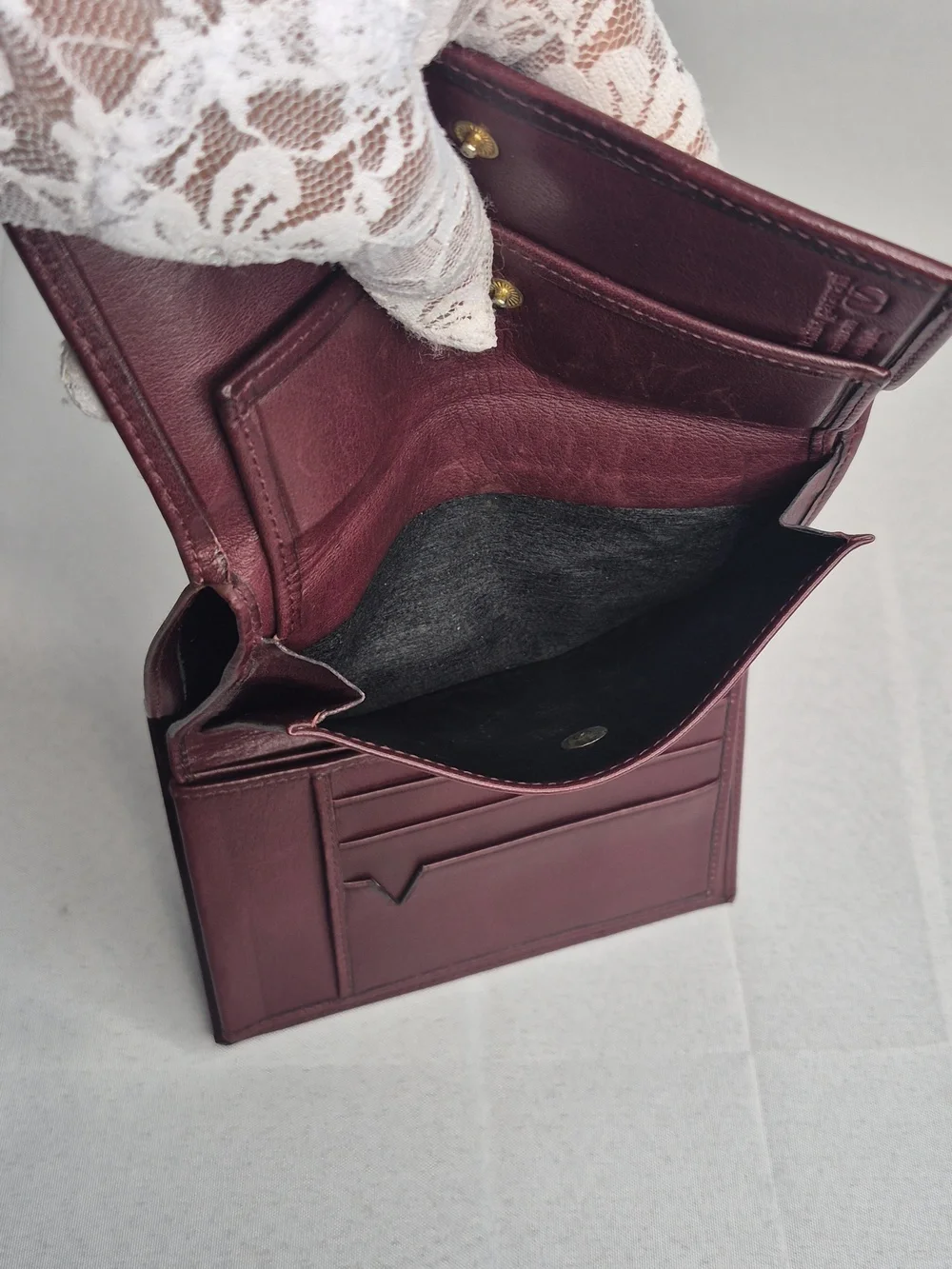 Valentino Garavani Burgundy Folded Leather Wallet NWOT